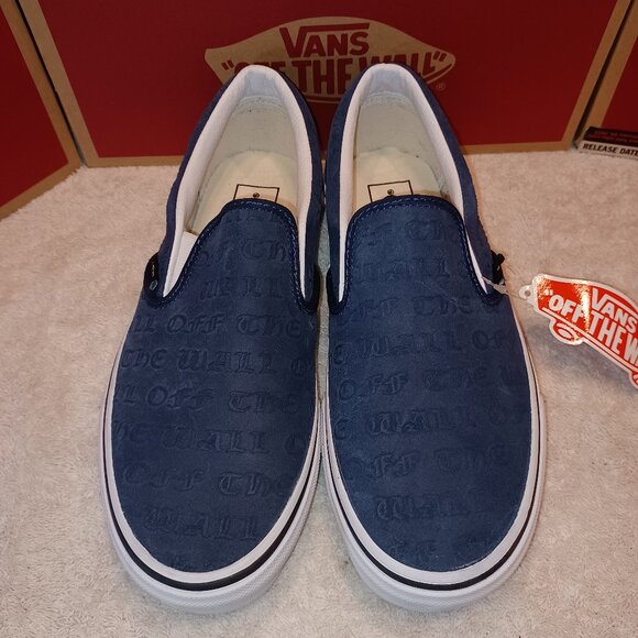 Vans Men's 6.5/Women's 8 Slip On Debossed "Off The Wall" Blue RARE - Picture 6 of 12